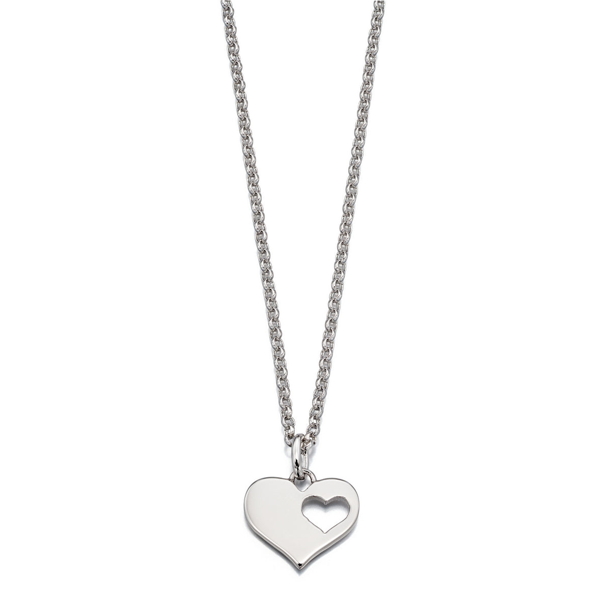 Sterling Silver Heart Disc With Cut Out Heart 'Hanneli' Pendant