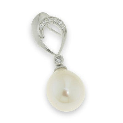 Sterling Silver Cubic Zirconia And Pearl Pendant