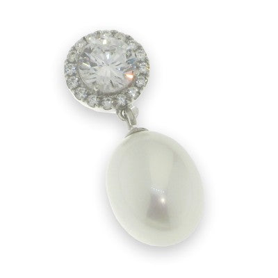 Sterling Silver Cubic Zirconia And Pearl Pendant