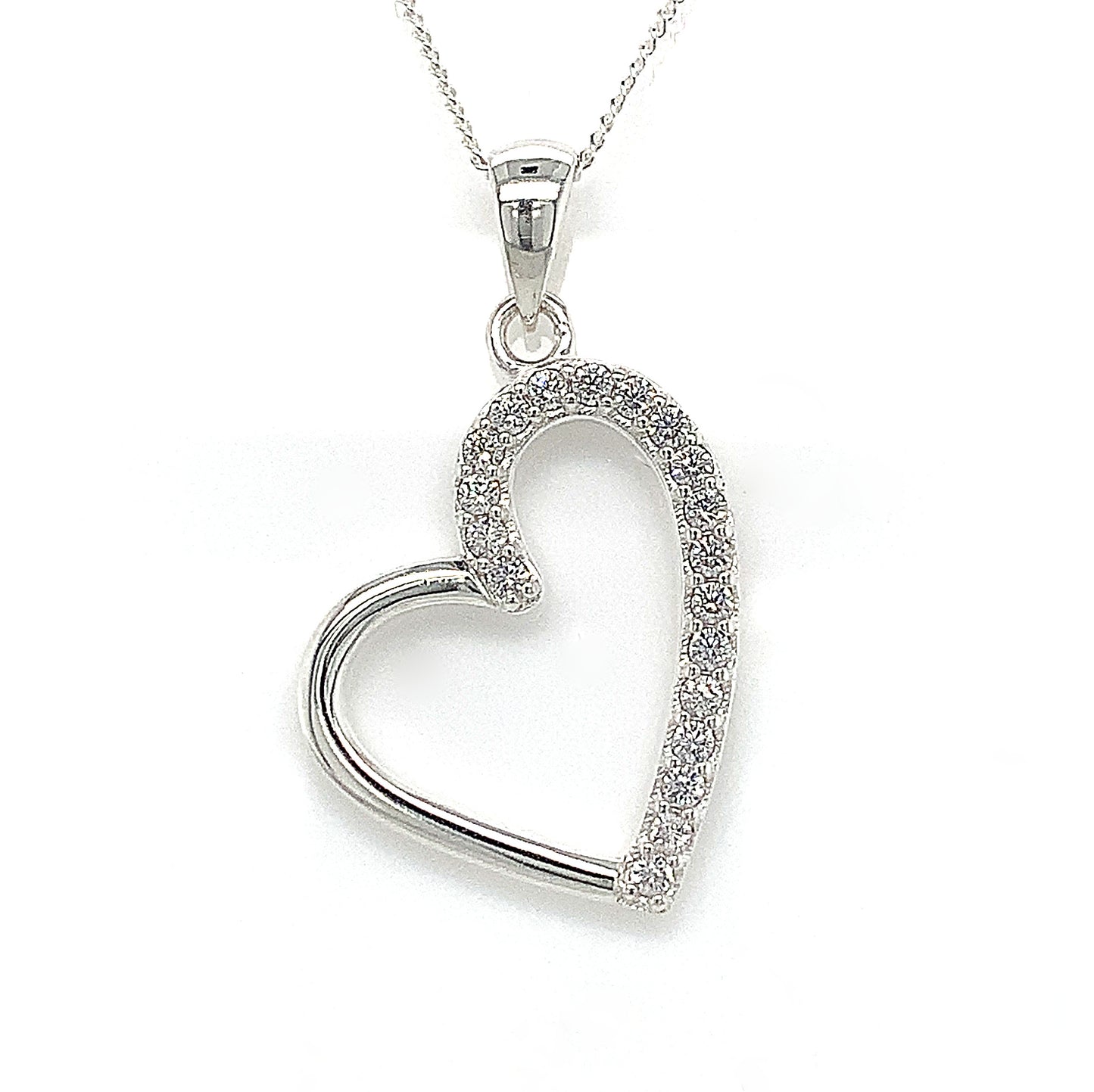 Sterling Silver Cubic Zirconia Plain Heart Pendant