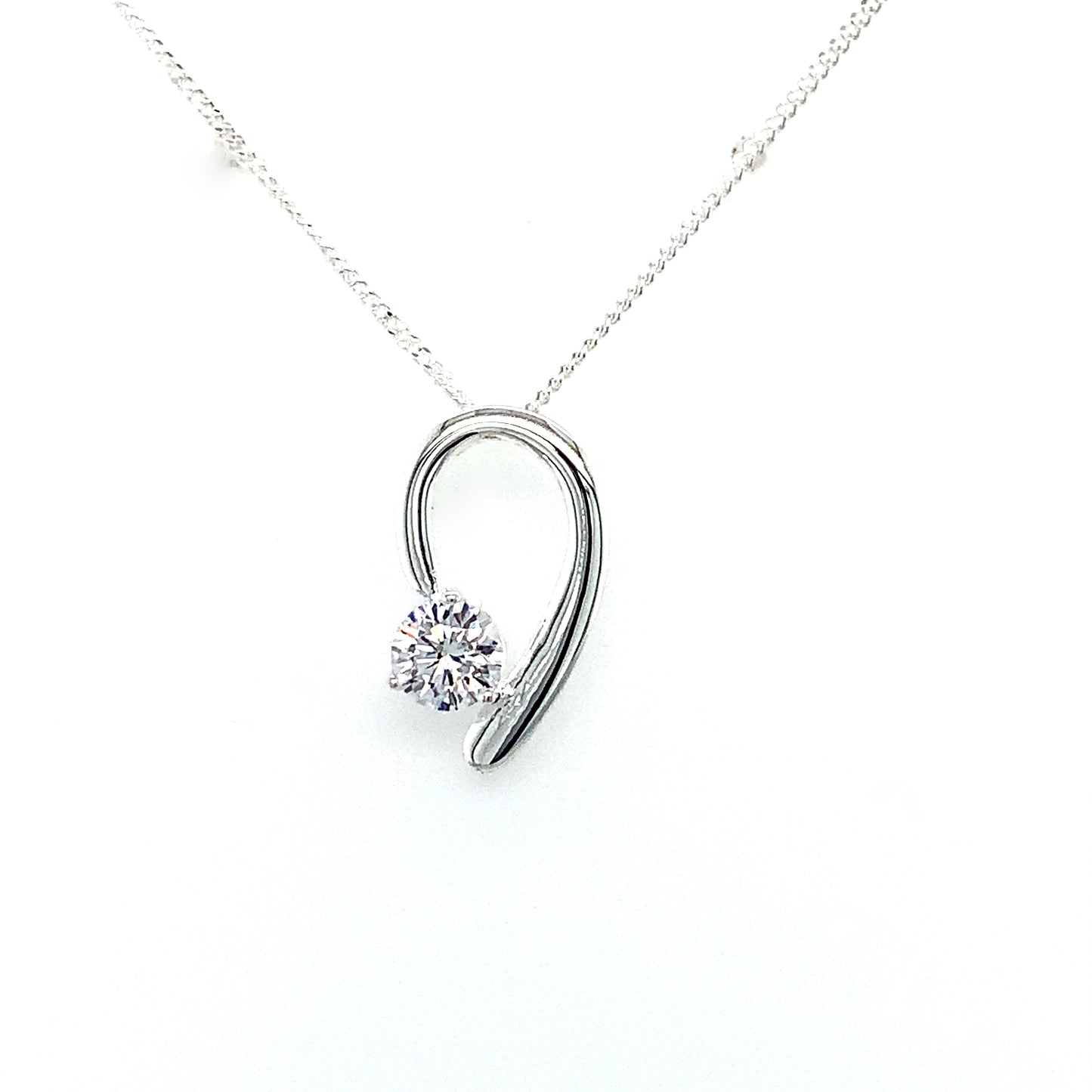 Sterling Silver Loop Cubic Zirconia Pendant