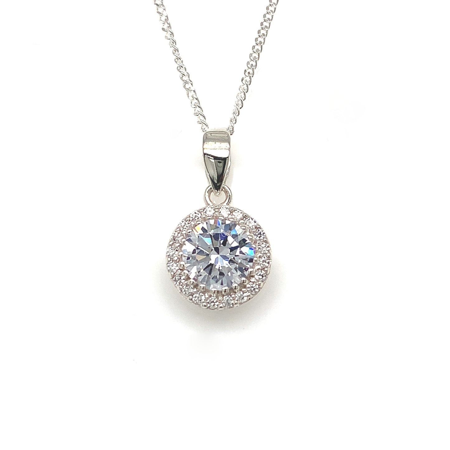 Sterling Silver Round Cubic Zirconia Pendadnt