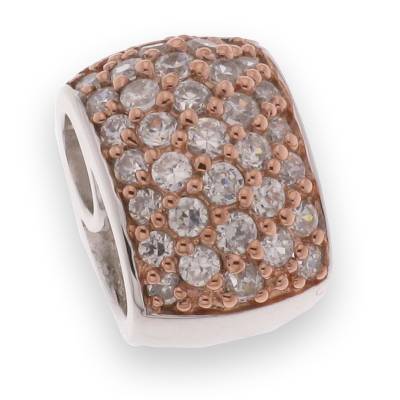 Sterling Silver Cubic Zirconia Rose Pendant