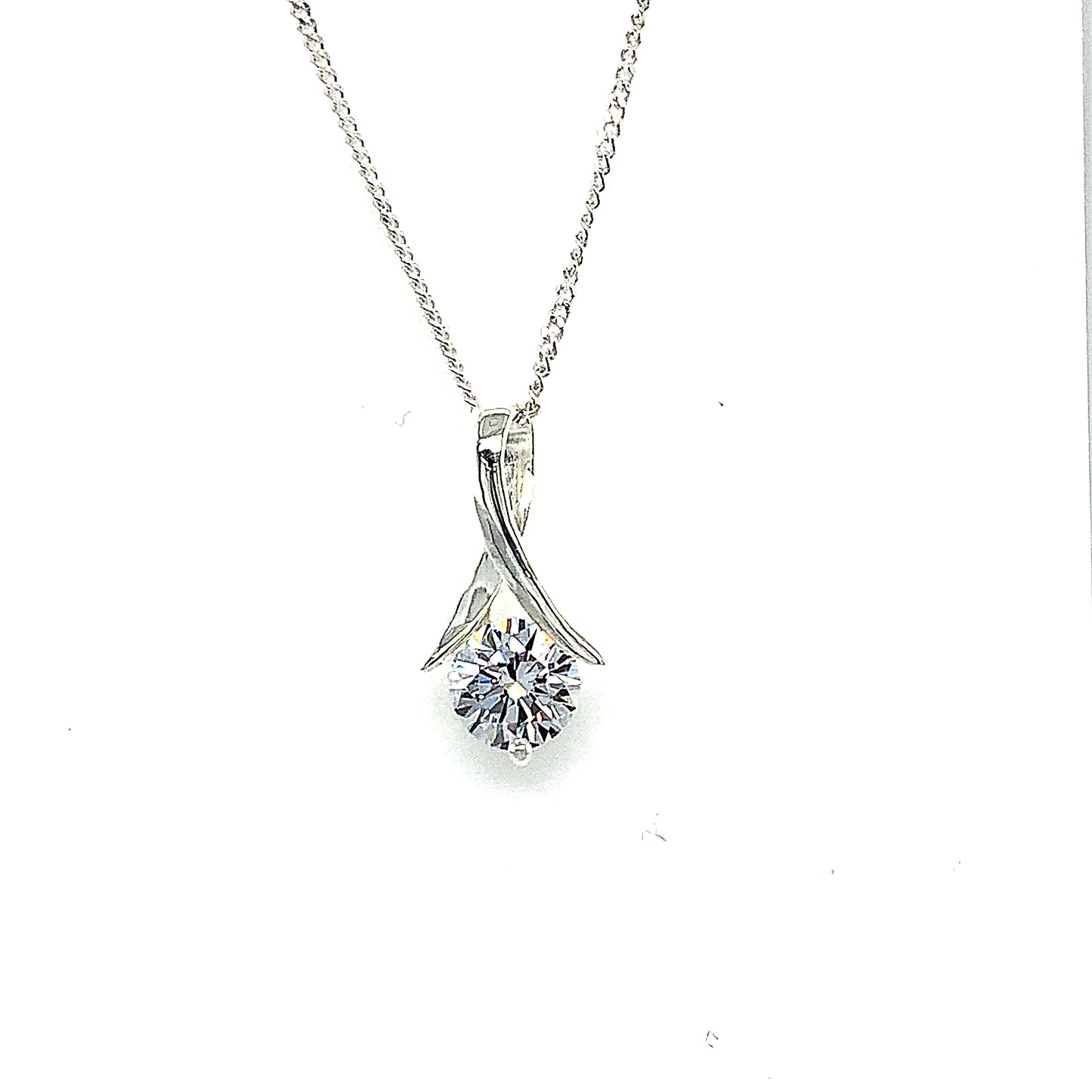 Sterling Silver Zircon Solitaire Pendant