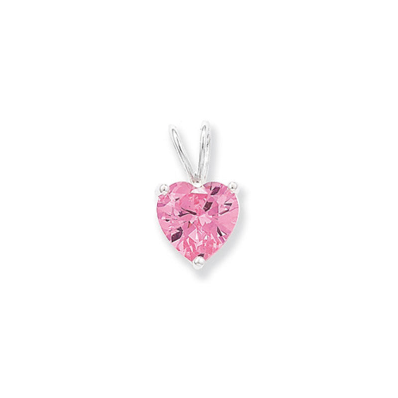 Sil Pnd Pnk Cz Heart 8MM