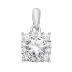 Sterling Silver Cubic Zirconia Square Cluster Pendant