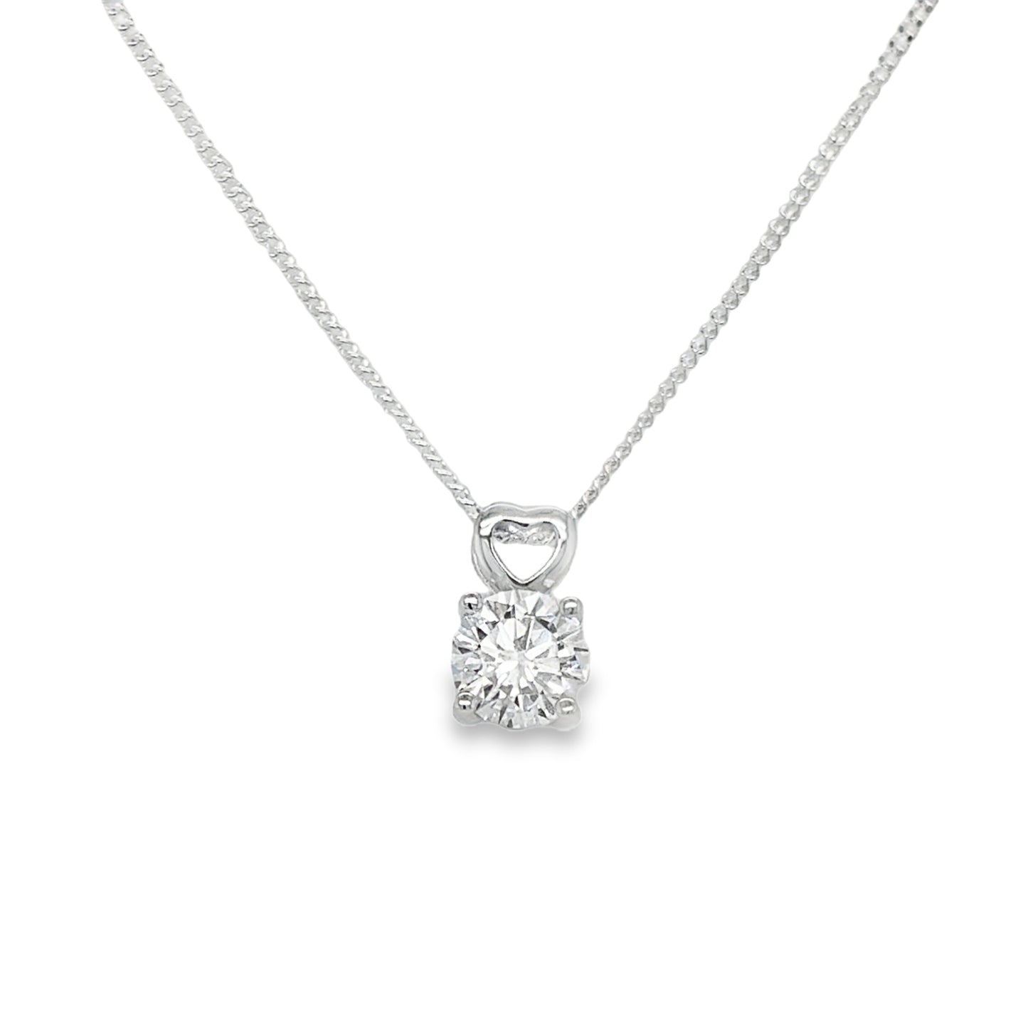 Sterling Silver Cubic Zirconia Wth Heart Bale Pendant