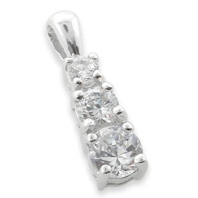 Sterling Silver Three Cubic Zirconia Drop Pendant