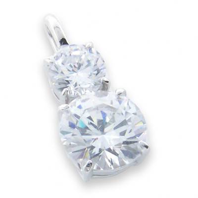 Sterling Silver Two Stone Cubic Zirconia Pendant