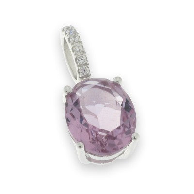 Sterling Silver Cubic Zirconia And Purple Pendant