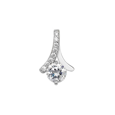 Sterling Silver Cubic Zirconia Solitaire Crossover Pendant