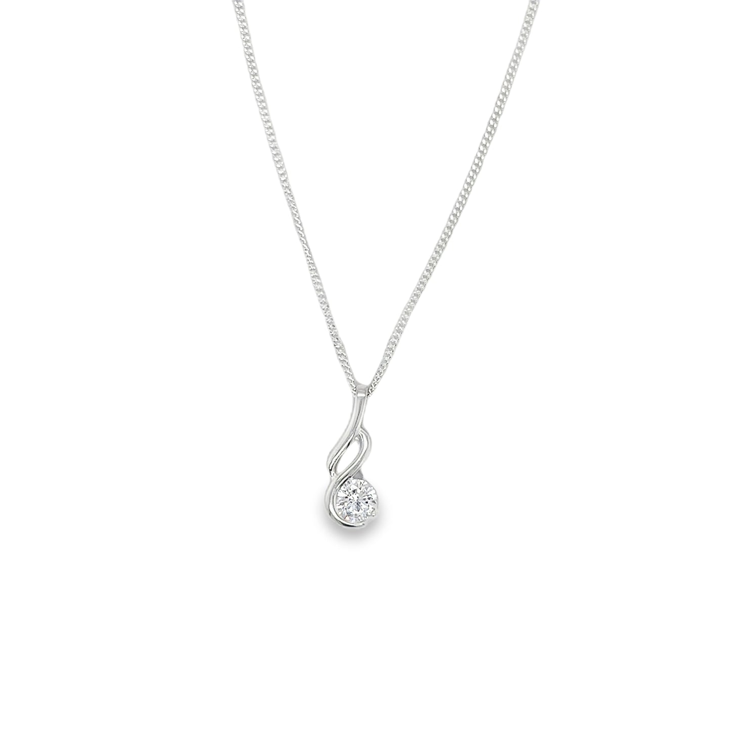 Sterling Silver Cubic Zirconia Solitaire Loop Pendant