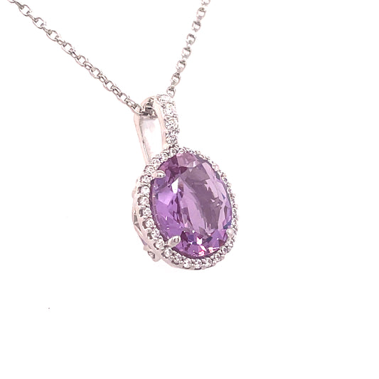 Sterling Silver Cubic Zirconia And Purple Pendant