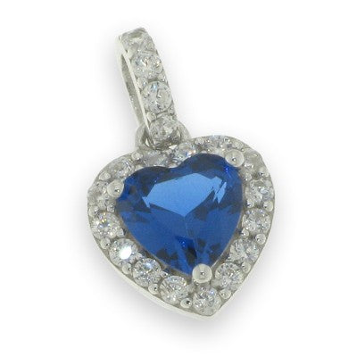 Sterling Silver Cubic Zirconia And Blue Pendant