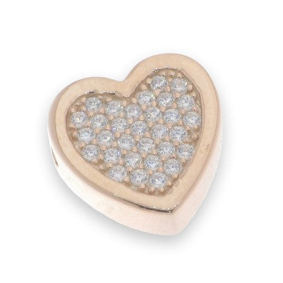 Sterling Silver Cubic Zirconia Heart Pendant In Rose
