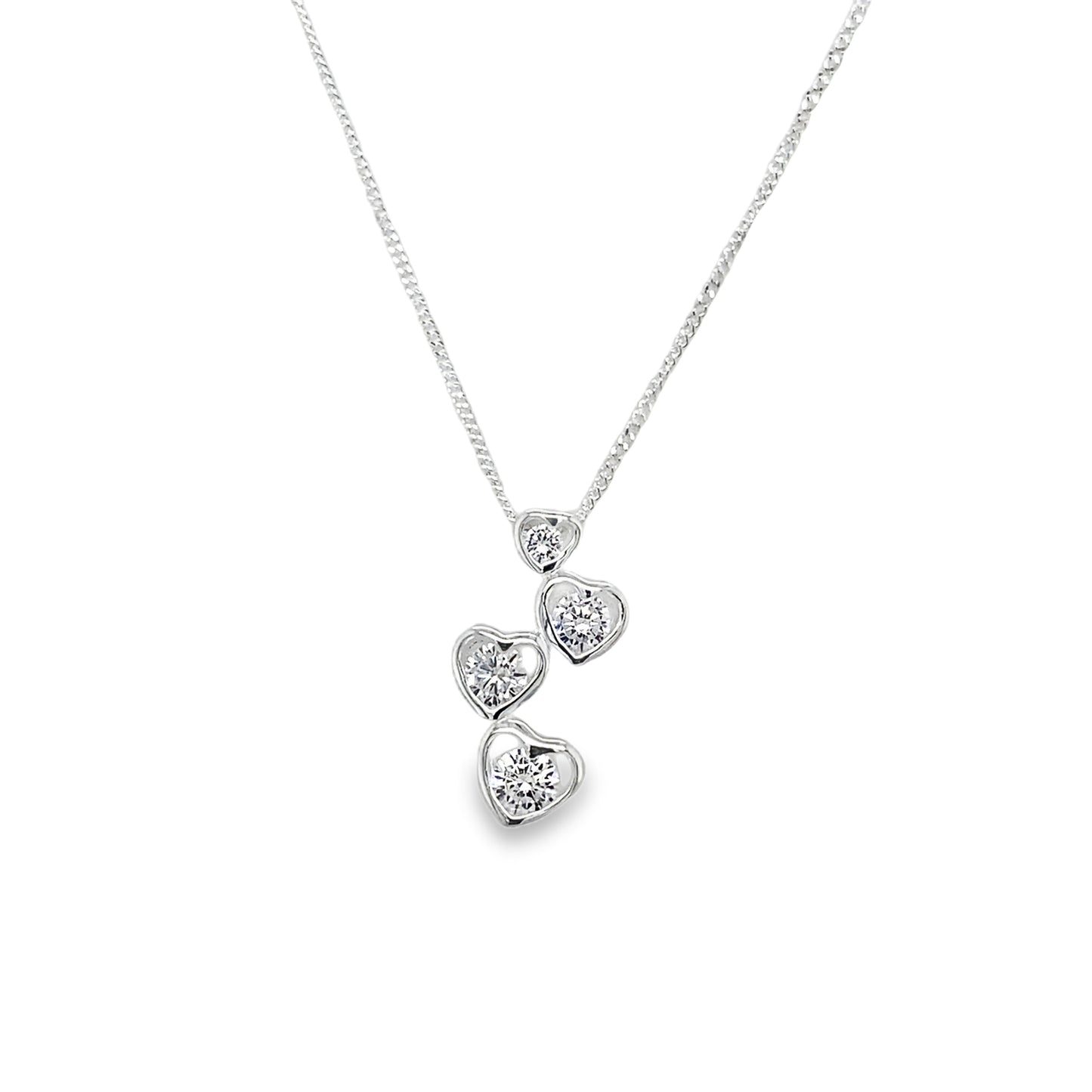 Sterling Silver Pendant With Cubic Zirconia 4 Heart Drop