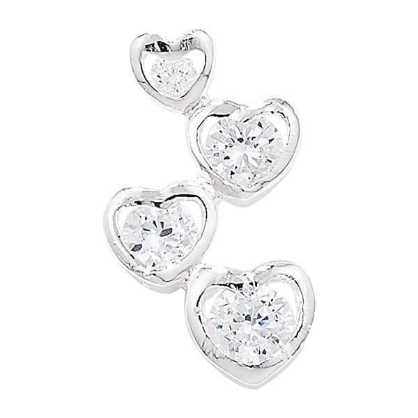 Sterling Silver Pendant With Cubic Zirconia 4 Heart Drop