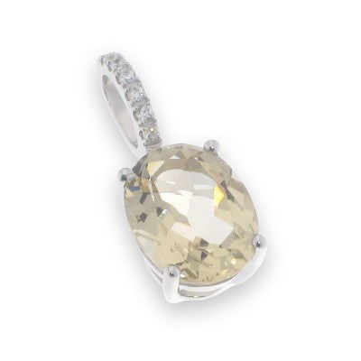 Sterling Silver Cubic Zirconia And Yellow Pendant