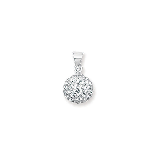 Sterling Silver Cubic Zirconia Pave Ball Pendant
