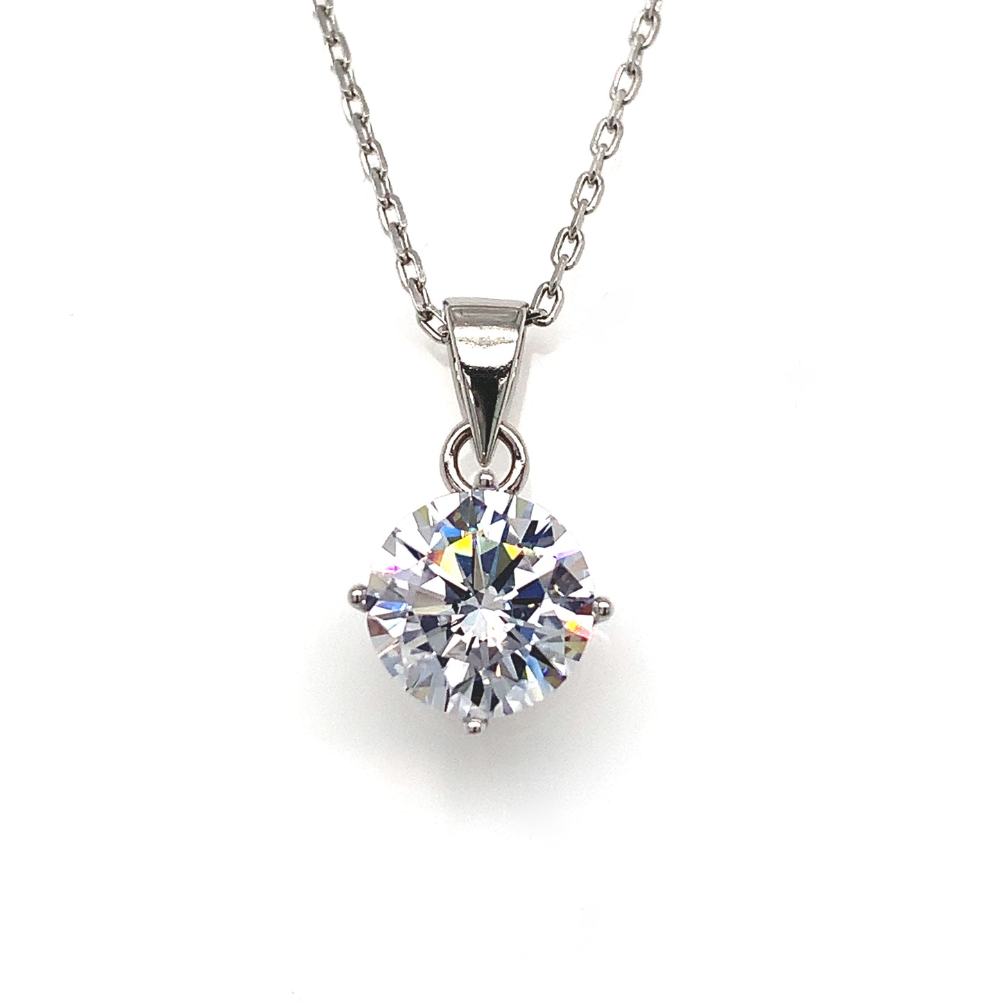 Sterling Silver Cubic Zirconia Solitaire Pendant