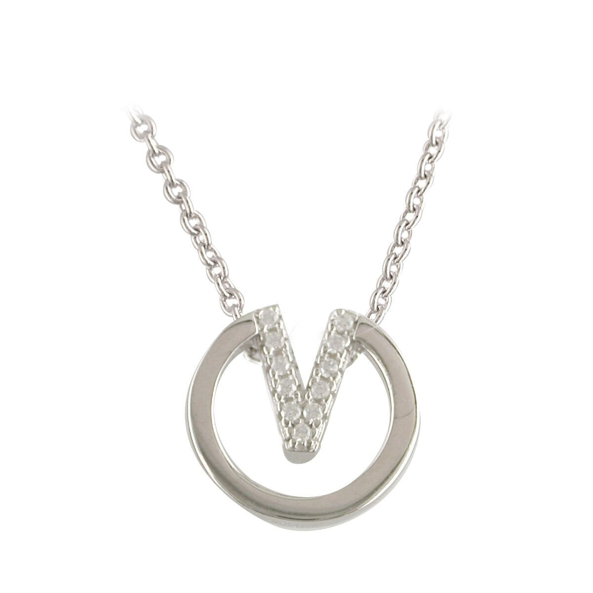 Sterling Silver Cubic Zirconia V Shape Pendant