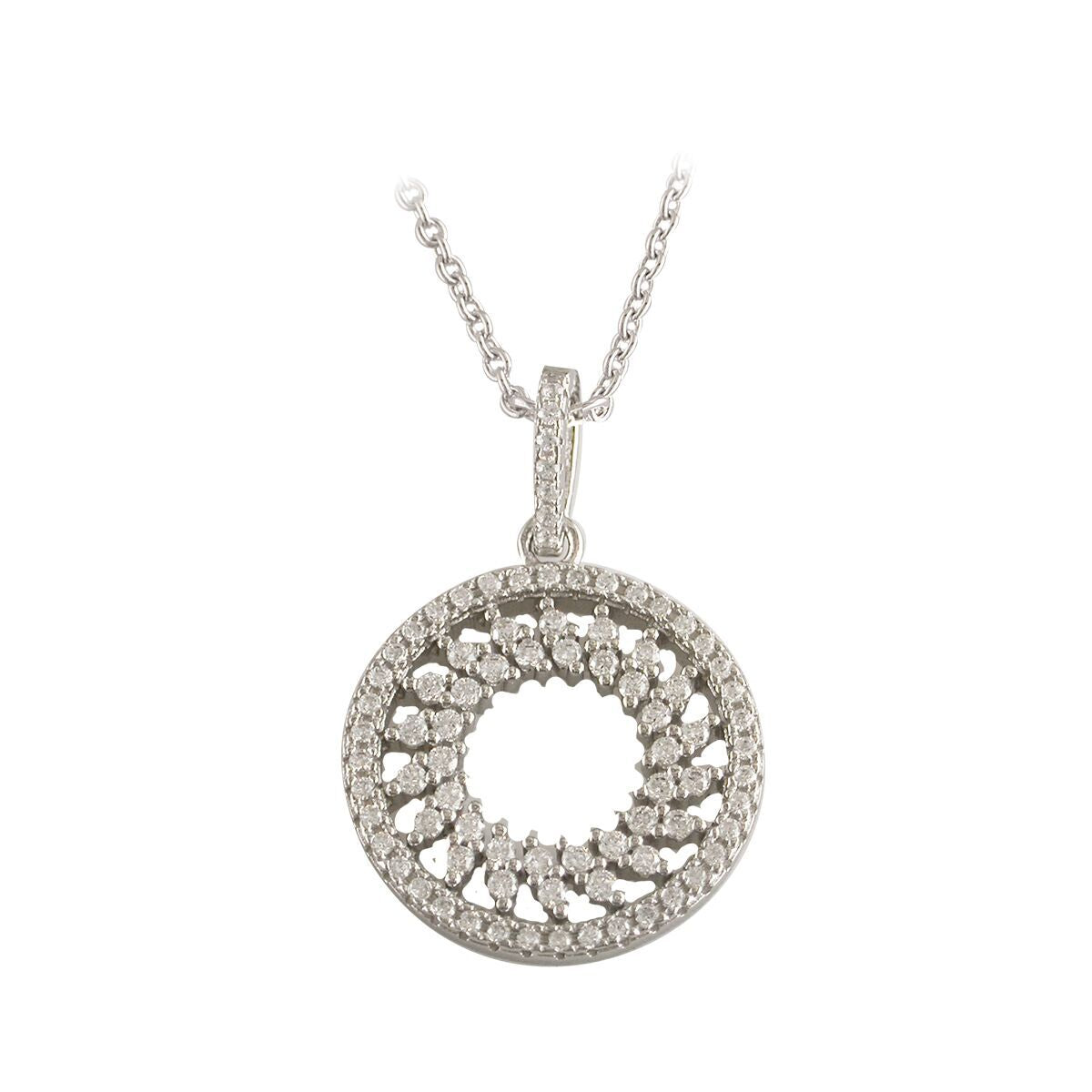 Sterling Silver Cubic Zirconia Circle Pendant