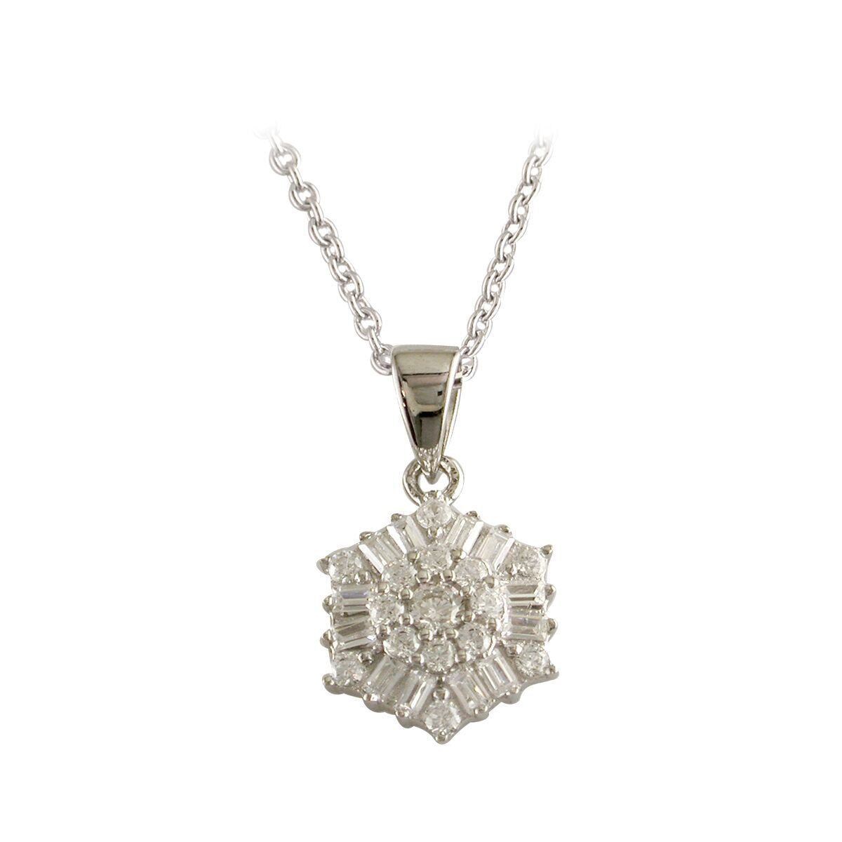 Sterling Silver Cubic Zirconia Circle Pendant