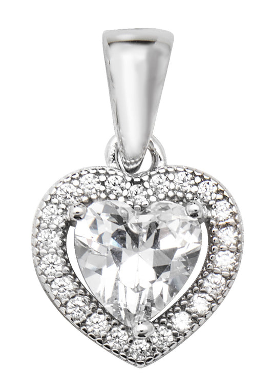 Sterling Silver Cubic Zirconia Heart Shaped Pendant