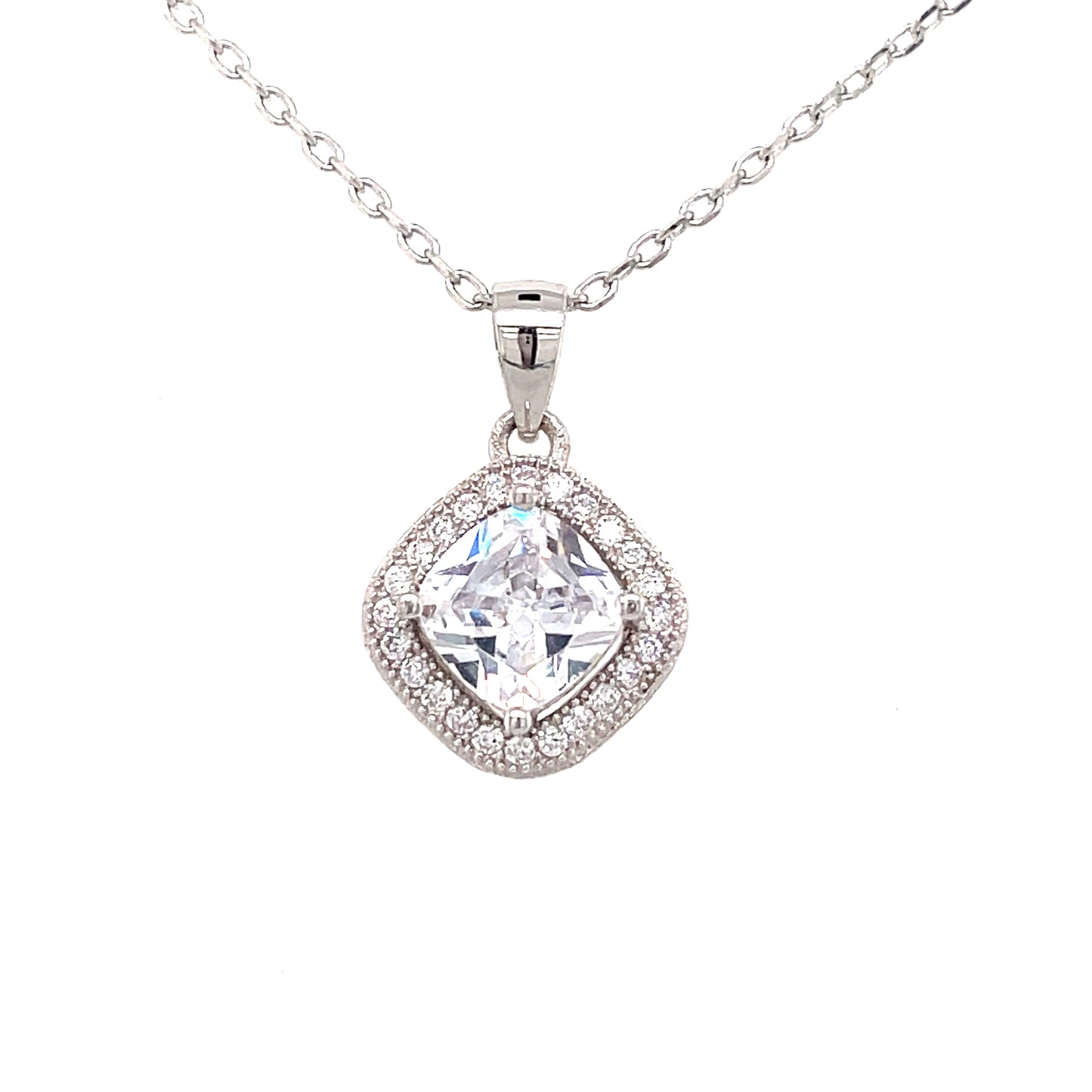 Sterling Silver Cubic Zirconia Diamond Cut Pendant