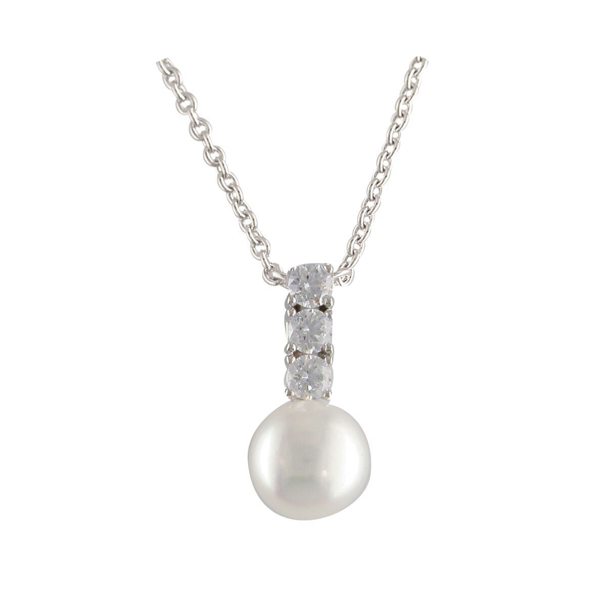 Sterling Silver Cubic Zirconia And Pearl Pendant