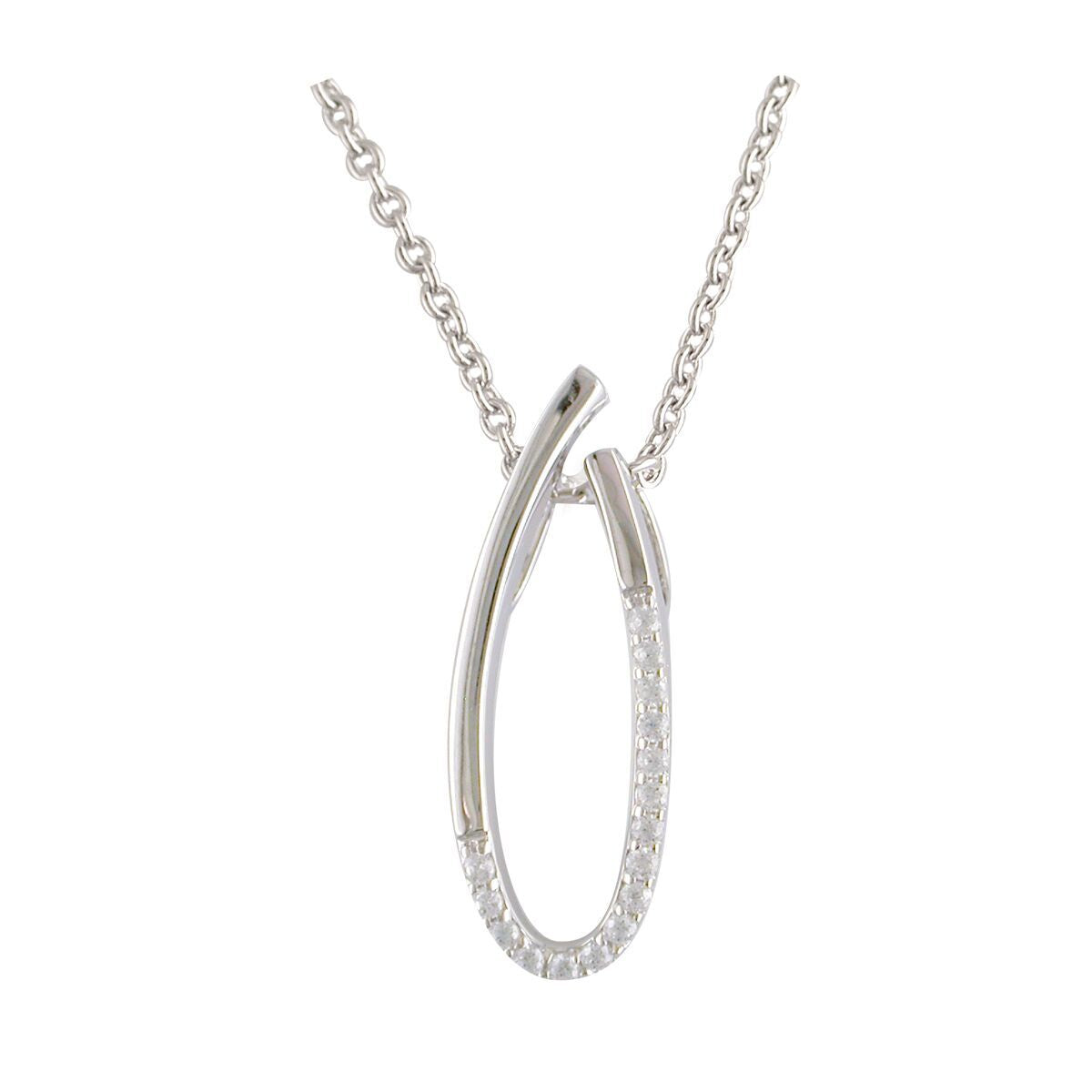 Sterling Silver Cubic Zirconia Long Pendant