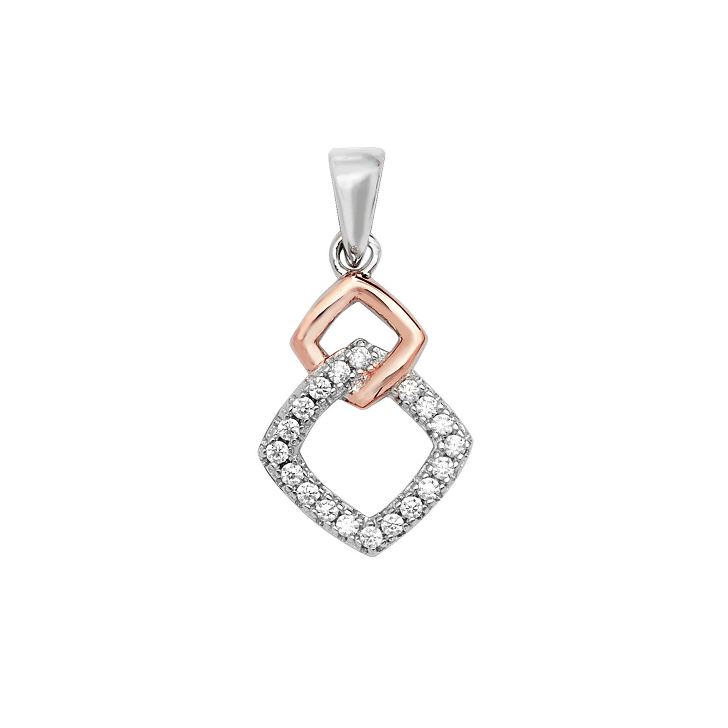 Sterling Silver Rose And Cubic Zirconia Pendant