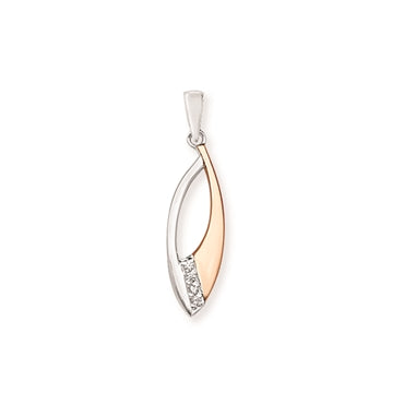 Sterling Silver Two Tone Cubic Zirconia Pendant