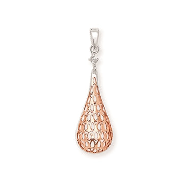 Sterling Silver Rose Teardrop Pendant