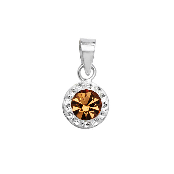Sterling Silver Brown And Cubic Zirconia Pendant