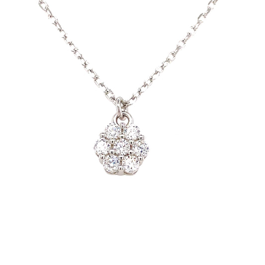 Sterling Silver Cubic Zirconia Flower Cluster Pendant