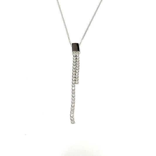 Sterling Silver Cubic Zirconia Long Drop Pendant