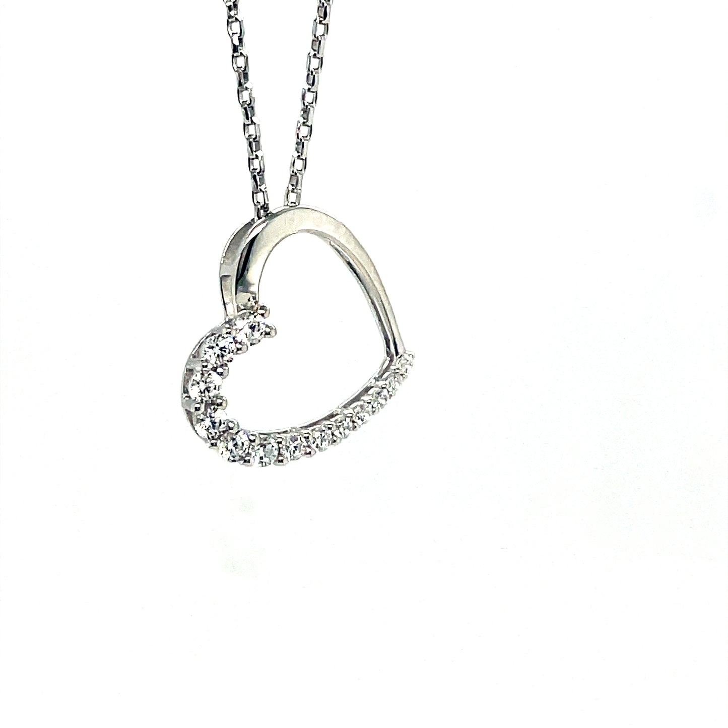 Sterling Silver Cubic Zirconia Open Heart Pendant