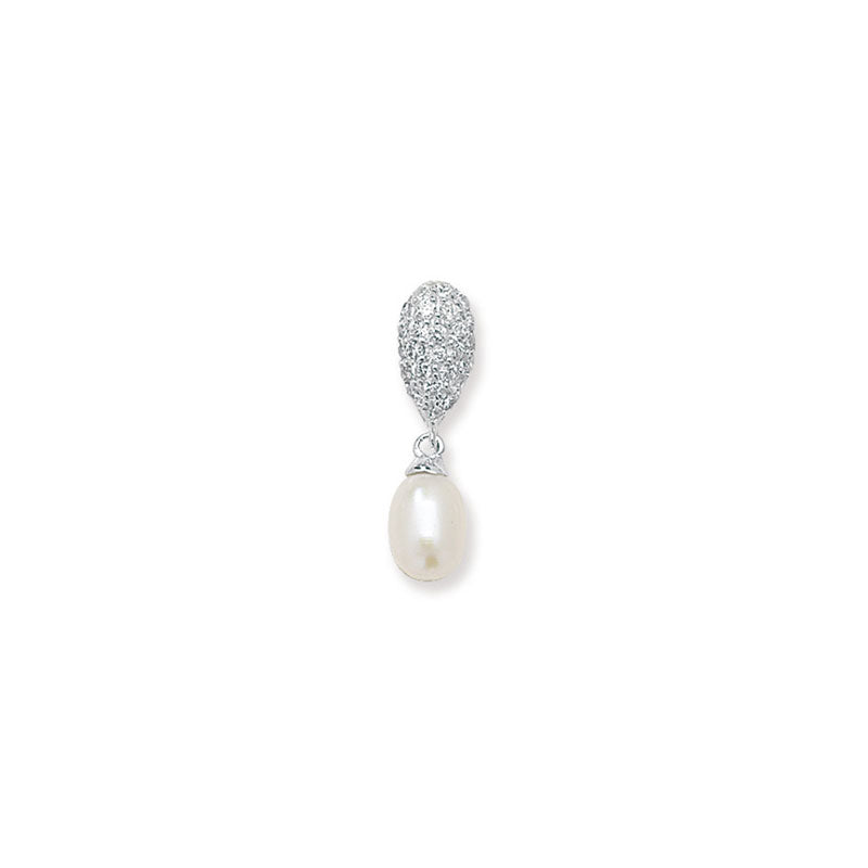 Silver Pendant Cubic Zirconia Drop Pearl