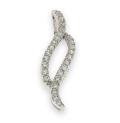 Sterling Silver Wave Stone Set Pendant