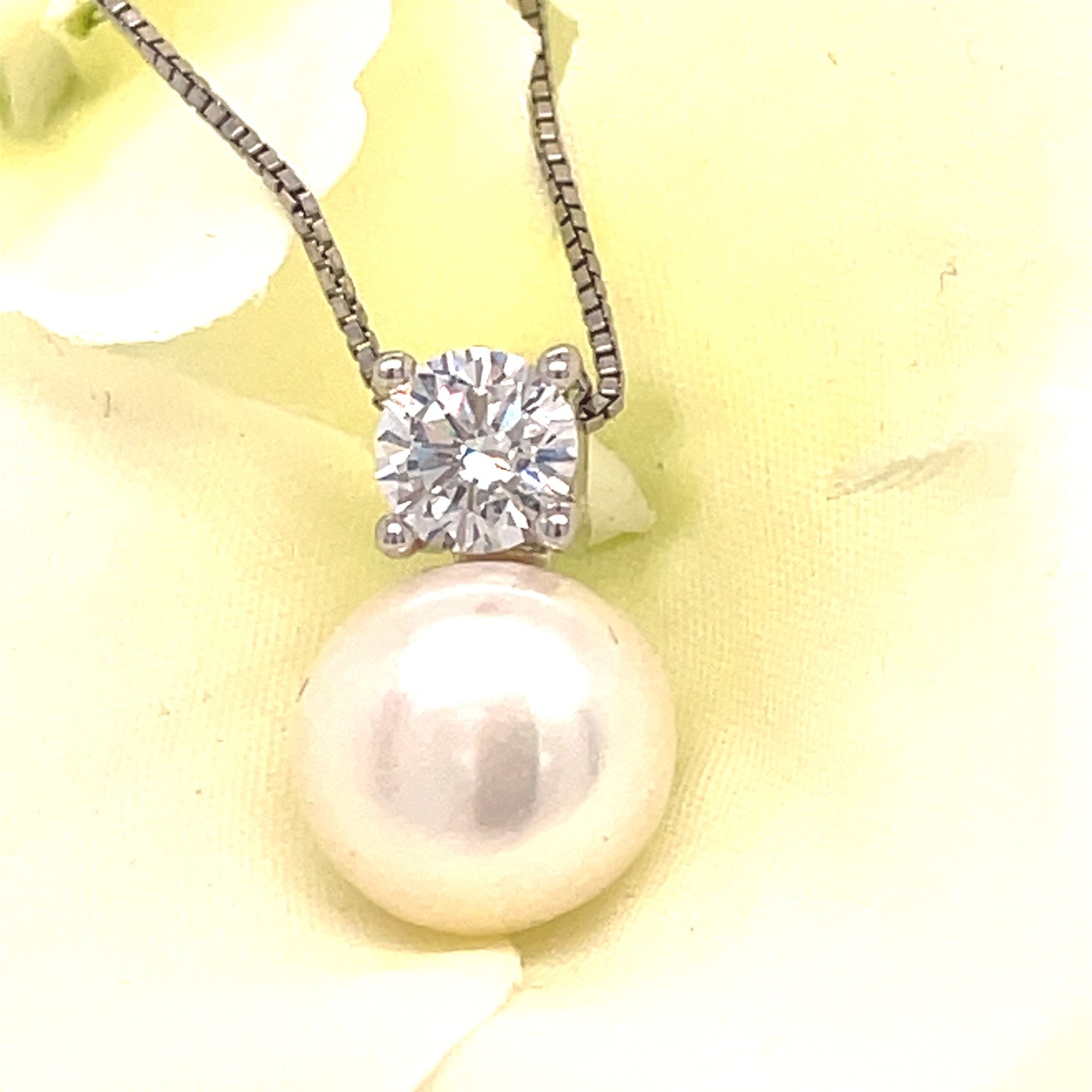 Sterling Silver Freshwater Pearl And Cubic Zirconia Pendant
