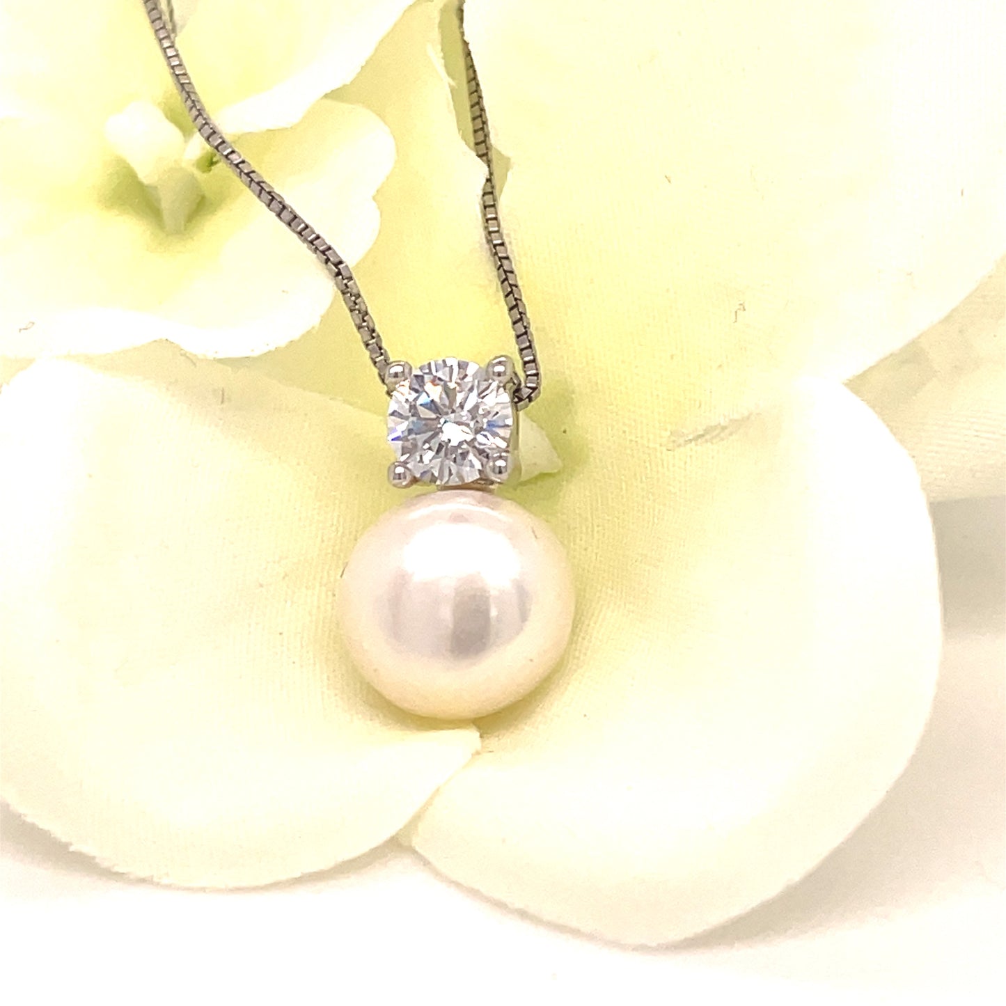 Sterling Silver Freshwater Pearl And Cubic Zirconia Pendant