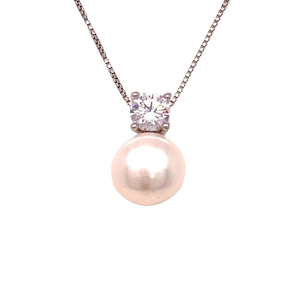 Sterling Silver Freshwater Pearl And Cubic Zirconia Pendant