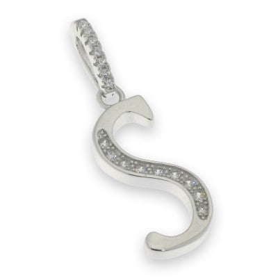Sterling Silver Cubic Zirconia Initial Pendant