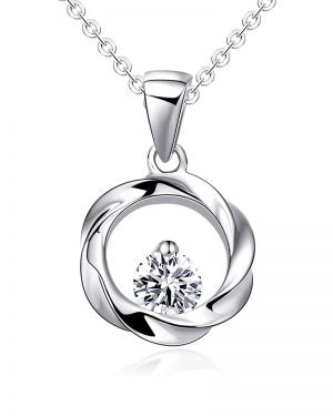 Silver Cubic Zirconia Swirl Pendant