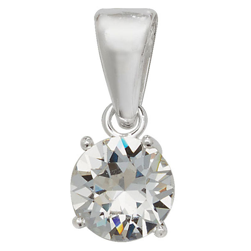 Silver 8mm Round Cubic Zirconia Pendant