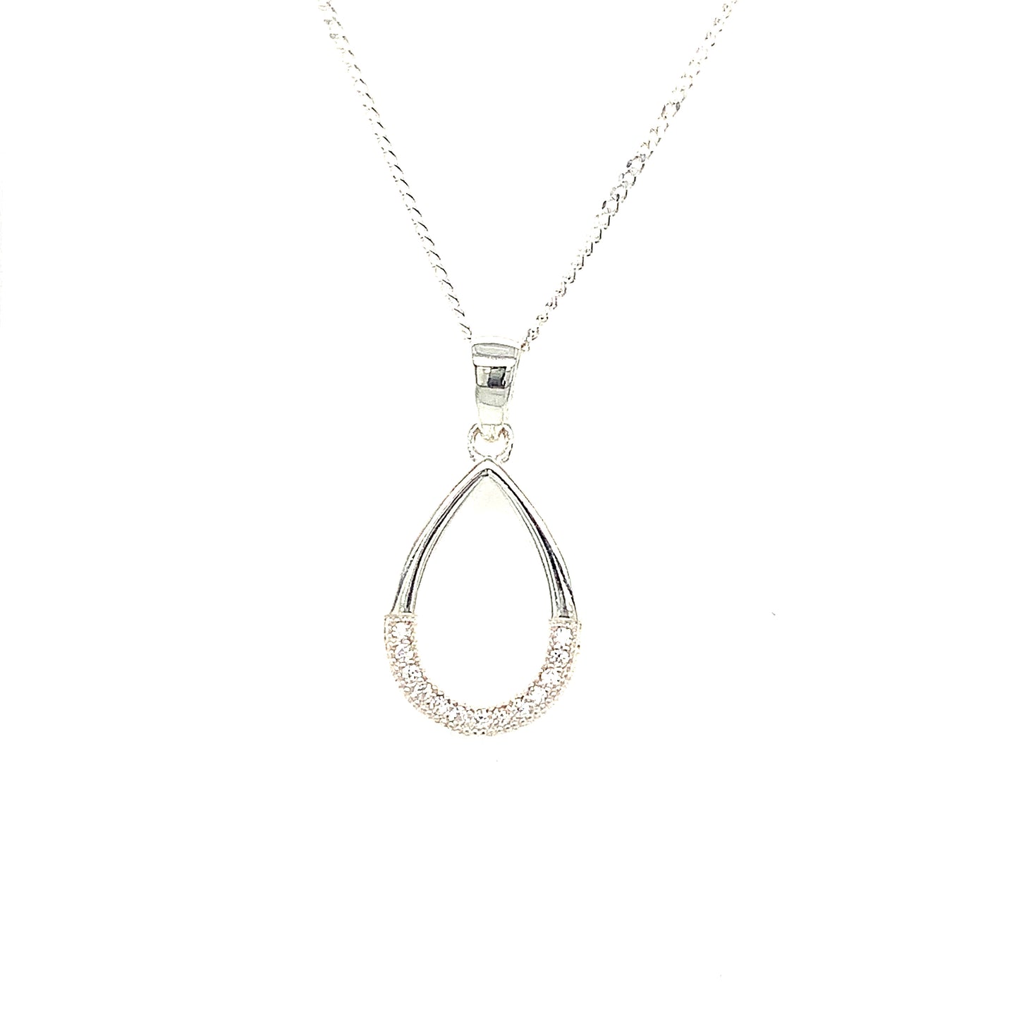 Sterling Silver Cubic Zirconia And Plain Loop Pendant