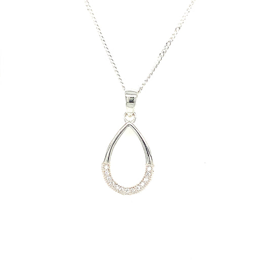 Sterling Silver Cubic Zirconia And Plain Loop Pendant