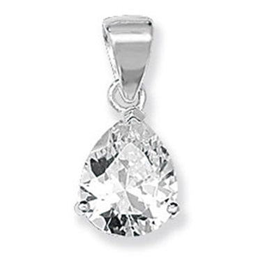 Sterling Silver Cubic Zirconia Pear Shaped Pendant