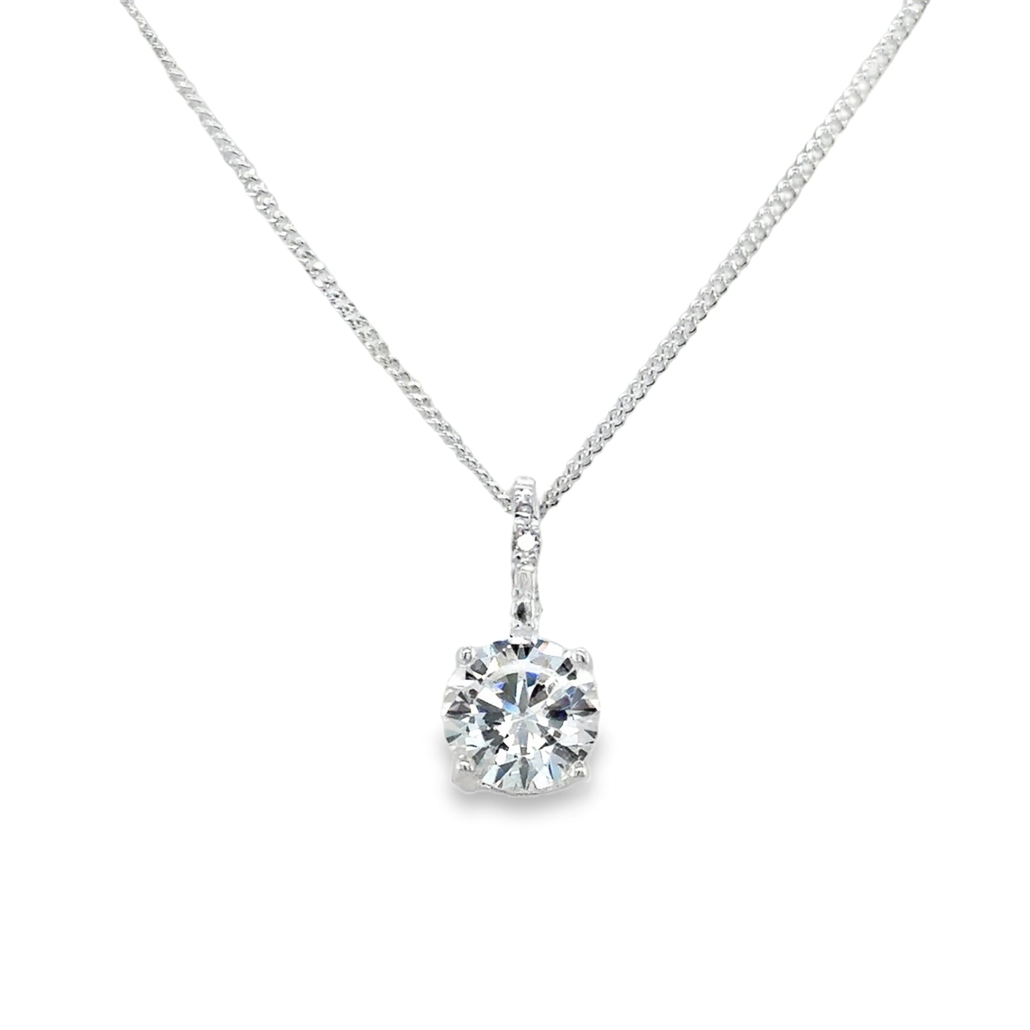 Sterling Silver Cubic Zirconia 4 Claw Solitaire Pendant